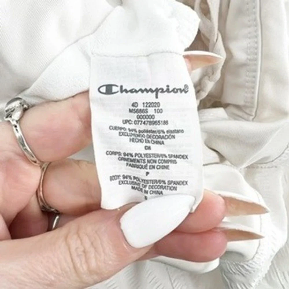 Champion‎ Womens White Dolphin Hem Athletic Shorts Small M5686S Zip Pocket